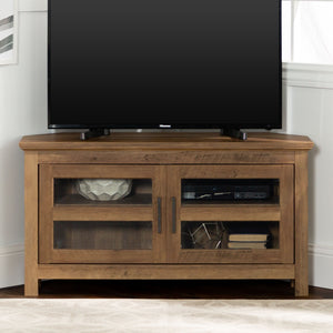 44" Transitional Modern Farmhouse Corner TV Stand Rustic Oak