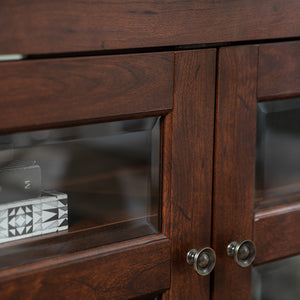 44" Transitional Modern Farmhouse Corner TV Stand Brown