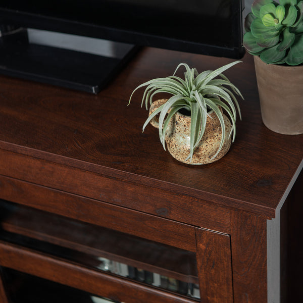 44" Transitional Modern Farmhouse Corner TV Stand Brown