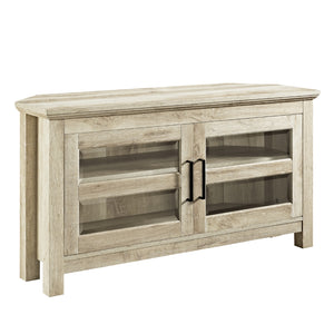 44" Transitional Modern Farmhouse Corner TV Stand White Oak