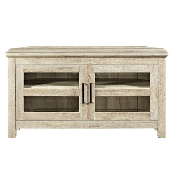 44" Transitional Modern Farmhouse Corner TV Stand White Oak