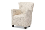 Baxton Studio Benson French Script Patterned Fabric Club Chair and Ottoman Set