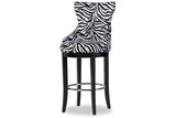 Peace Modern and Contemporary Zebra-print Patterned Fabric Upholstered Bar Stool with Metal Footrest