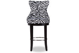 Baxton Studio Peace Modern and Contemporary Zebra-print Patterned Fabric Upholstered Bar Stool with Metal Footrest