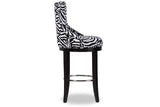 Baxton Studio Peace Modern and Contemporary Zebra-print Patterned Fabric Upholstered Bar Stool with Metal Footrest