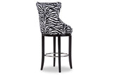 Baxton Studio Peace Modern and Contemporary Zebra-print Patterned Fabric Upholstered Bar Stool with Metal Footrest