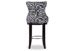 Baxton Studio Peace Modern and Contemporary Zebra-print Patterned Fabric Upholstered Bar Stool with Metal Footrest