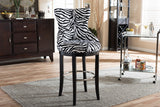 Baxton Studio Peace Modern and Contemporary Zebra-print Patterned Fabric Upholstered Bar Stool with Metal Footrest