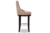 Baxton Studio Harmony Modern and Contemporary Button-tufted Beige Fabric Upholstered Bar Stool with Metal Footrest