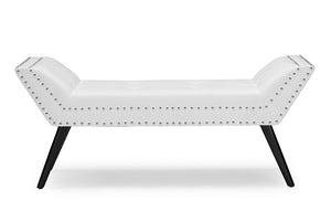 Baxton Studio Tamblin Modern and Contemporary White Faux Leather Upholstered Large Ottoman Seating Bench