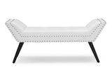 Baxton Studio Tamblin Modern and Contemporary White Faux Leather Upholstered Large Ottoman Seating Bench