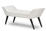 Baxton Studio Tamblin Modern and Contemporary White Faux Leather Upholstered Large Ottoman Seating Bench