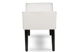 Baxton Studio Tamblin Modern and Contemporary White Faux Leather Upholstered Large Ottoman Seating Bench