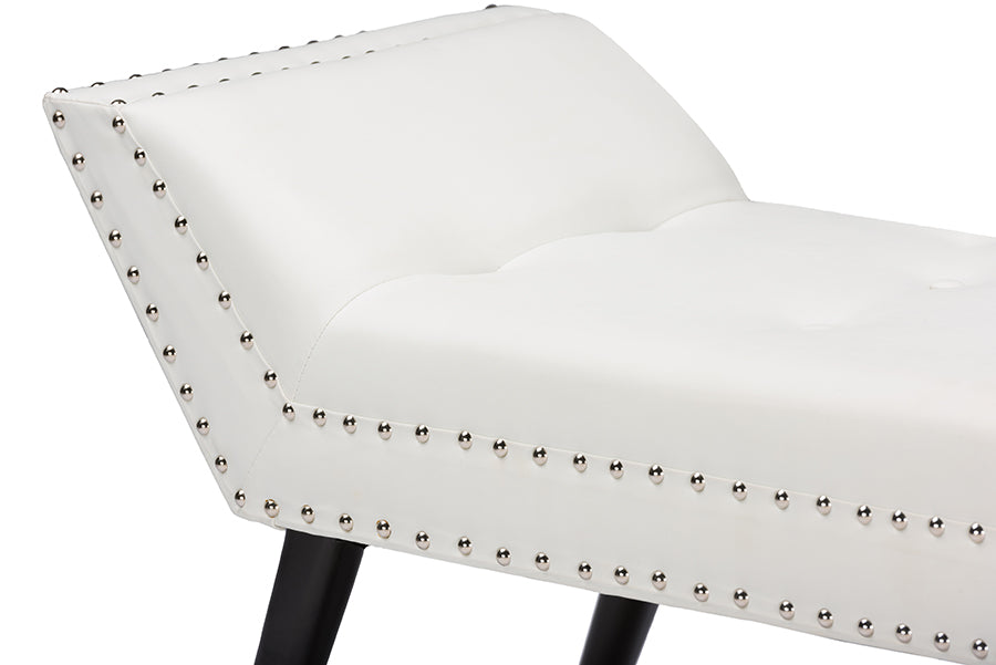 Tamblin Modern and Contemporary White Faux Leather Upholstered