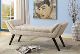 Baxton Studio Tamblin Mid-century Modern Retro Beige Linen Fabric Upholstered Grid-Tufting 50-Inch Bench