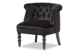 Flax Victorian Style Contemporary Black Velvet Fabric Upholstered Vanity Accent Chair