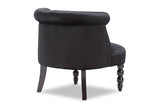 Baxton Studio Flax Victorian Style Contemporary Black Velvet Fabric Upholstered Vanity Accent Chair