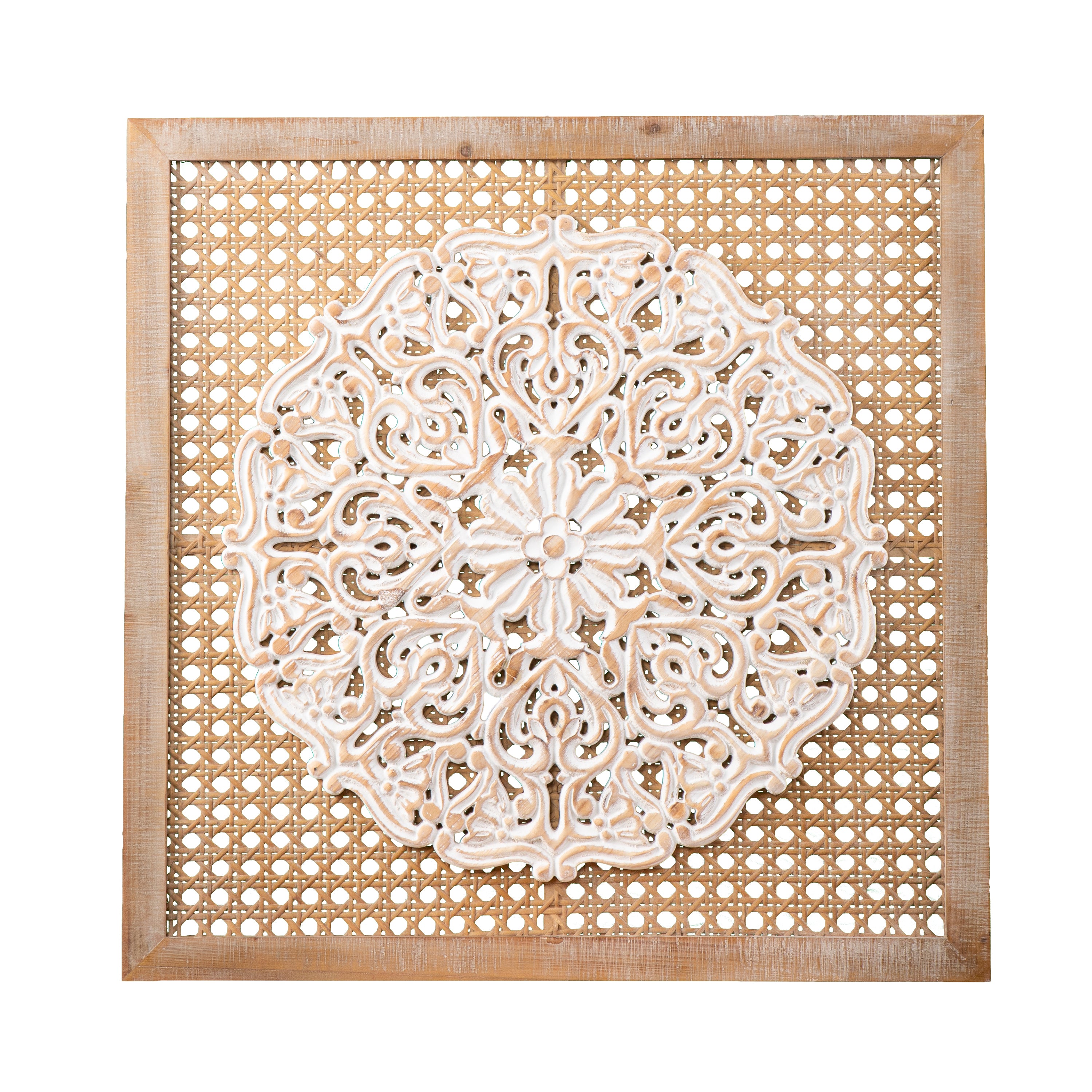 Heraldi Distressed Rattan Wall Décor Panel