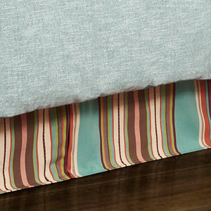 HiEnd Accents Serape Turquoise Bed Skirt WS1753BS-FL-OC Turquoise, Brown 100% polyester 54x76+16