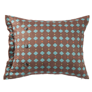 HiEnd Accents Serape Printed Multi-Diamond Suede Pillow WS1753P5 Brown, Turquoise  21x26x6