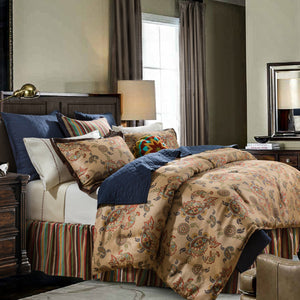 HiEnd Accents Tammy Paisley Comforter Set WS1919-FL-OC Gold, Navy, Red Face: 80% Polyester, 20% Cotton. Back: 100% Polyester. Filling: 100% Polyester. Pillow Sham: 80% Polyester, 20% Cotton 80x90x3