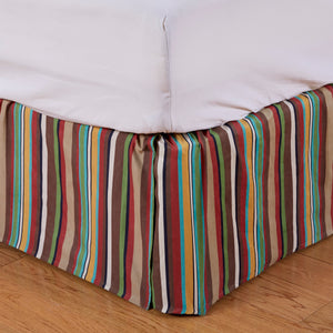 HiEnd Accents Tammy Multicolor Stripe Bed Skirt WS1919BS-FL-OC Gold, Navy, Red 100% Polyester 54x76x16