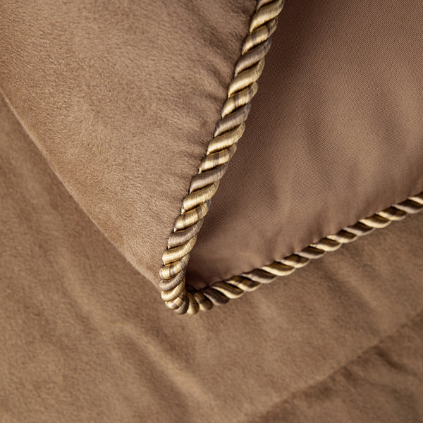 HiEnd Accents Luxury Star Comforter Set WS2010-TW-OC Tan Comforter - Face and Back: 100% polyester. Bed Skirt - Skirt: 100% polyester; Decking: 100% polyester. Pillow Sham - 100% polyester. Decorative Pillows - Shell: 100% polyester; Fill: 100% polyester. 68x88x3