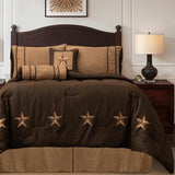 HiEnd Accents Laredo Comforter Set WS2018-TW-CH Brown Comforter - Face: 100% polyester; Back: 100% cotton; Fill: 100% polyester. Bed Skirt - Skirt: 100% polyester; Decking: 100% polyester. Pillow Sham - 100% polyester. Decorative Pillow - 100% polyester. 88x68x3