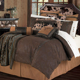 HiEnd Accents Caldwell Comforter Set WS4002-SQ-OC Brown Comforter - Face: 100% polyester; Back: 100% cotton; Fill: 100% polyester. Bed Skirt - Skirt: 100% polyester; Decking: 100% polyester. Pillow Sham - 100% polyester. Neckroll - Shell: 100% polyester; Fill: 100% polyester. 92x96x3