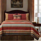 HiEnd Accents Calhoun Comforter Set WS4060-TW-OC Red, Brown Comforter: Face: 100% Polyester. Back: 100% Cotton; BedSkirt: Skirt: 100% Polyester. Decking: 100% Polyester; Standard Sham: 100% Polyester(1pc); Dec Pillow: Shell: 100% Polyester. Filling: 100% Polyster 68x88x3