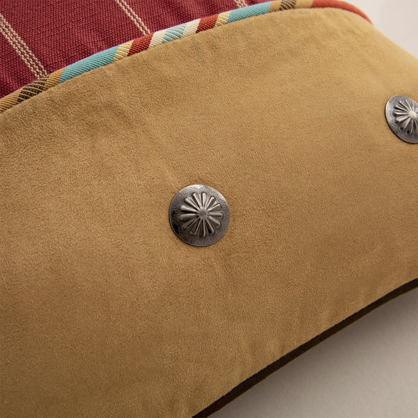 HiEnd Accents Calhoun Comforter Set WS4060-TW-OC Red, Brown Comforter: Face: 100% Polyester. Back: 100% Cotton; BedSkirt: Skirt: 100% Polyester. Decking: 100% Polyester; Standard Sham: 100% Polyester(1pc); Dec Pillow: Shell: 100% Polyester. Filling: 100% Polyster 68x88x3