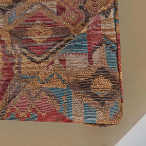 HiEnd Accents Ruidoso Comforter Set WS4066-TW-OC Gold, Red, Blue Comforter Face: 100 % Polyester. Back: 100% Cotton; BedSkirt : 100% Polyester; Standard Shams: 100% Polyester 68x88x3