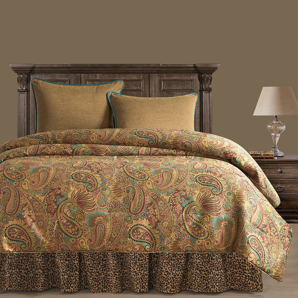 HiEnd Accents San Angelo Comforter Set WS4287-FL-CT Tan, Brown Comforter - Face: 100% polyester; Back: 100% cotton. Bed Skirt - 100% polyester. Pillow Sham - 100% polyester. 90x90x3