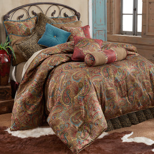 HiEnd Accents San Angelo Comforter Set WS4287-FL-CT Tan, Brown Comforter - Face: 100% polyester; Back: 100% cotton. Bed Skirt - 100% polyester. Pillow Sham - 100% polyester. 90x90x3