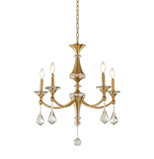 Bethel Stain Brass Chandelier in Iron & Crystal