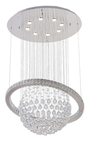 Bethel Chrome LED Chandelier in Metal & Crystal