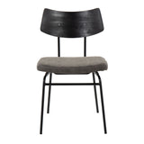 Walker Mid-Century Modern Chair in Black Metal, Dark Grey Faux Leather, and Black Wood by LumiSource - Set of 2