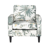 Wendy Contemporary Arm Chair in Black Wood and Cream with Green Floral Print Fabric by LumiSource