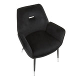 Wendy Glam Chair in Black Metal and Black Velvet with Chrome Accents by LumiSource - Set of 2
