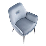 Wendy Glam Chair in Black Metal and Light Blue Velvet with Chrome Accents by LumiSource - Set of 2