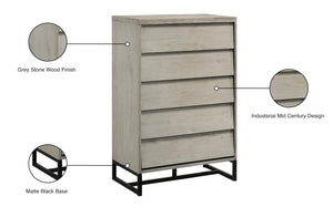 Weston Engineered Wood / Metal Mid Century Grey Stone Chest - 32.5" W x 17.5" D x 48.5" H