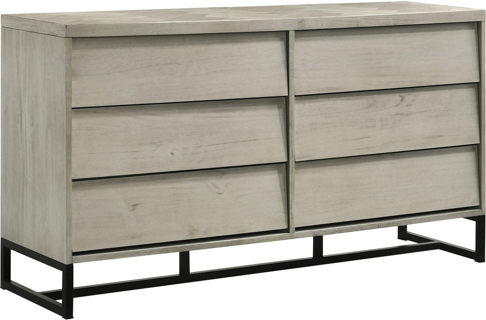 Weston Engineered Wood / Metal Mid Century Grey Stone Dresser - 60.25" W x 17.5" D x 32.75" H