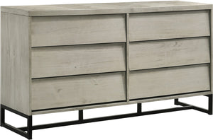 Weston Engineered Wood / Metal Mid Century Grey Stone Dresser - 60.25" W x 17.5" D x 32.75" H