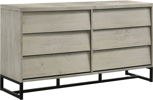 Weston Engineered Wood / Metal Mid Century Grey Stone Dresser - 60.25" W x 17.5" D x 32.75" H
