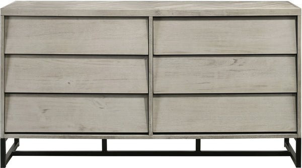 Weston Engineered Wood / Metal Mid Century Grey Stone Dresser - 60.25" W x 17.5" D x 32.75" H