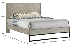 Weston Engineered Wood / Metal Mid Century Grey Stone King Bed (3 Boxes) - 77.5" W x 83.5" D x 50.5" H