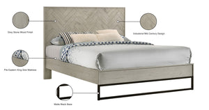 Weston Engineered Wood / Metal Mid Century Grey Stone King Bed (3 Boxes) - 77.5" W x 83.5" D x 50.5" H