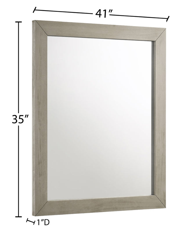 Weston Glass / Engineered Wood Mid Century Grey Stone Mirror - 41" W x 1" D x 35" H