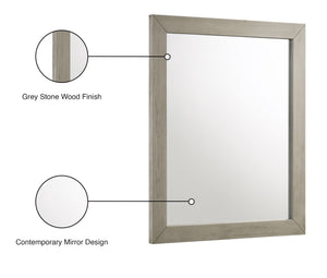 Weston Glass / Engineered Wood Mid Century Grey Stone Mirror - 41" W x 1" D x 35" H