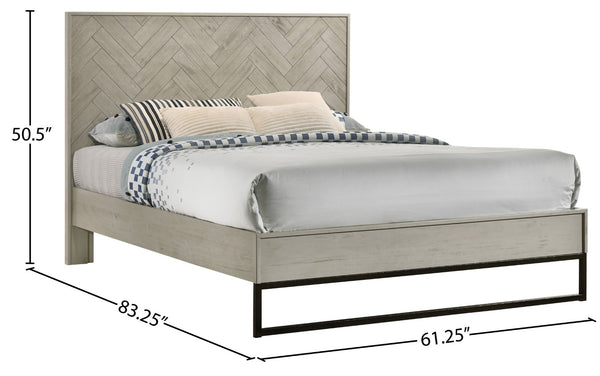 Weston Engineered Wood / Metal Mid Century Grey Stone Queen Bed (3 Boxes) - 61.25" W x 83.5" D x 50.5" H